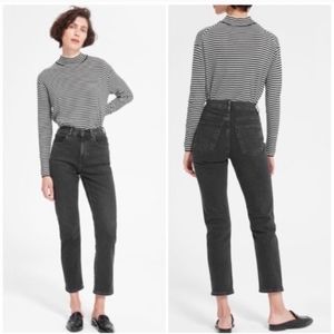 Everlane High-Rise Slim Straight Black Jeans 25